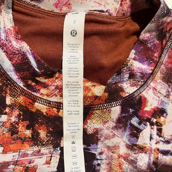 Lululemon Everlux and Mesh Cropped Tank in Urbantricity Multi / Dark Terracotta - Picture 10 of 11